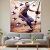 Basketball Player Tapestry Wall Hanging, NBA Action Illustration, Wall Decor for Bedroom Living Room Dorm