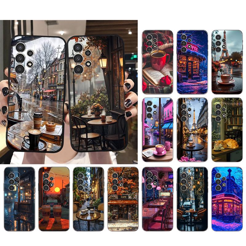 Phone Case For Samsung A55 A16 A56 A36 A35 A15 A53 A54 A33 A34 A25 A05S A52 A52S A14 A26 A71 Coffee Cafe night Aesthetic