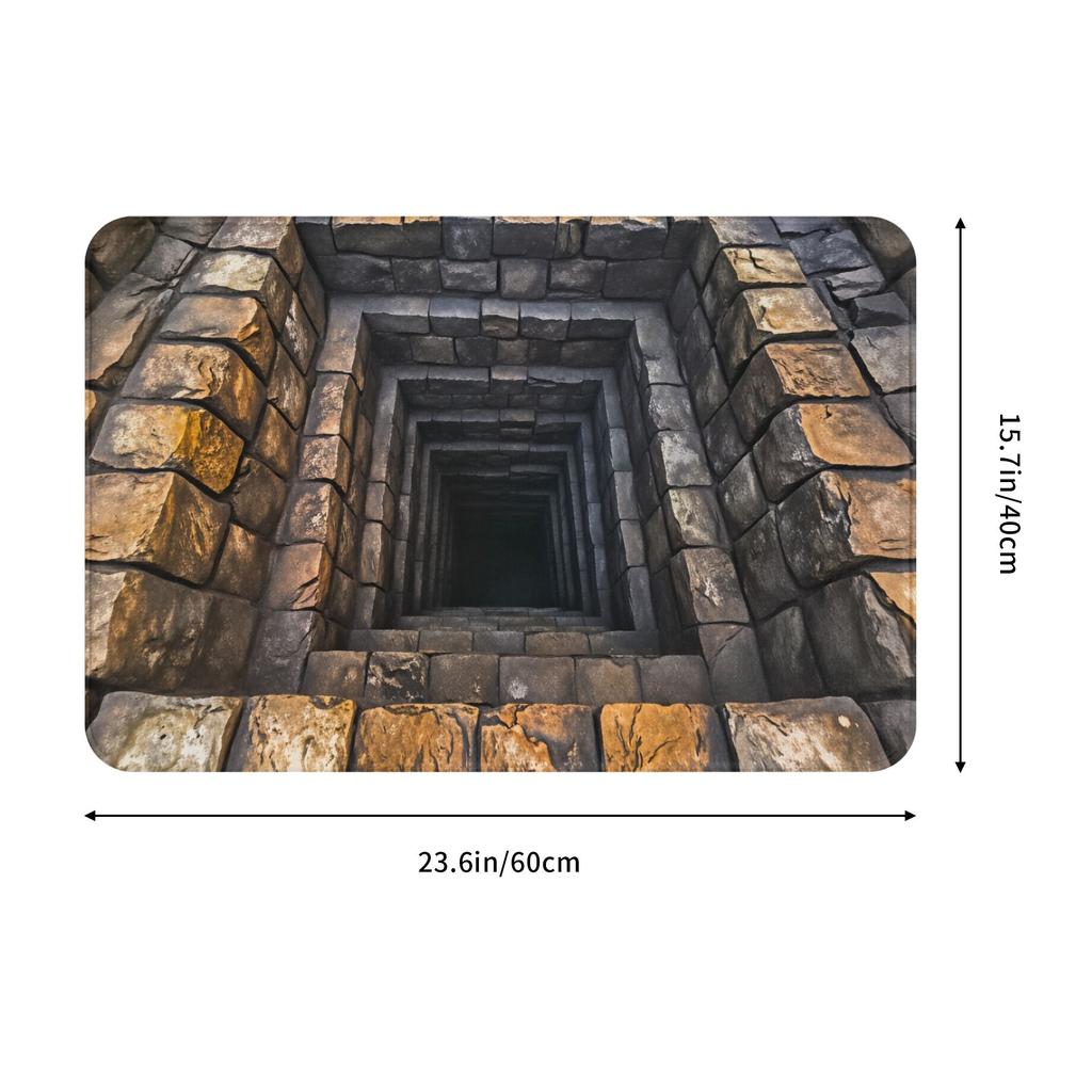 3D Visual Deep Pit Trap Doormat Anti-Slip Kitchen Bathroom Mat Garden Garage Door Floor Entrance Carpet Rug