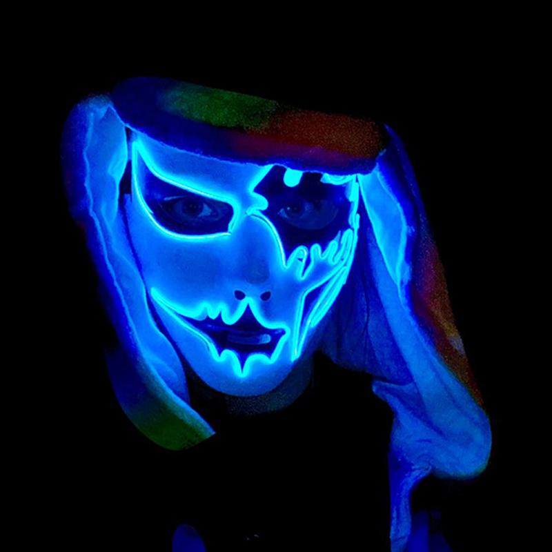 Glow Party Cosplay Mask Neon Mask Led Mask Masque Masquerade Party Masks Led Light Up Props Glow In The Dark Costume Supplies