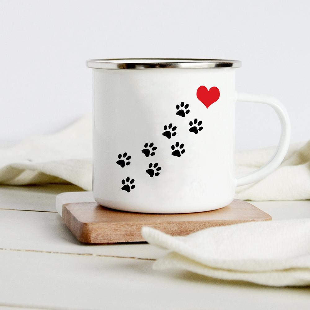 Funny Dachshund Print Creative Enamel Mug Coffee Wine Mugs Cartoon Dogs Paw Party Drink Beer Juice Milk Cups Gifts for Lover Dog