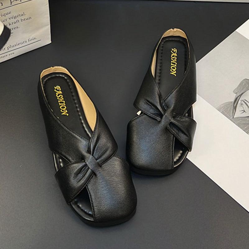 

Baotou half slippers women s 2025 summer new fashion Korean version French hollow breathable women s sandals 40 чёрный