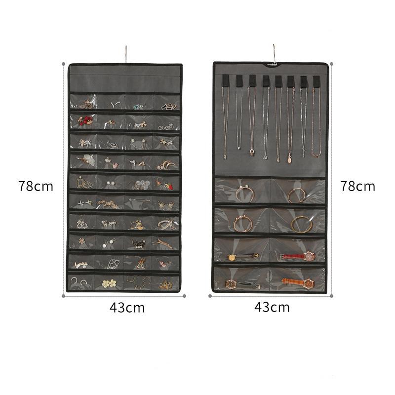 Hängender Schmuck-Organizer mit Aufhänger, Metallhaken, ein-/doppelseitiger Schmuckhalter für Ohrringe, Halsketten, Ringe am Schrank, an der Wand, an der Tür