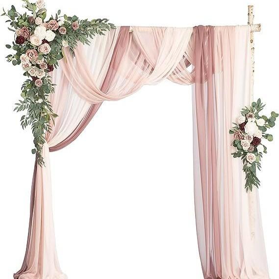 Luxury Wedding Arch Flower Six-Piece Set - 2 Pieces Flower Game 3 Pieces Curtain 1 Arch Suitable For Wedding Diy Decoration