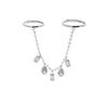 2026 New Arrived Fashion Women Jewelry Geometric Bezel CZ Drop Charm Tassel Chain Double Finger Ring Gold Plated