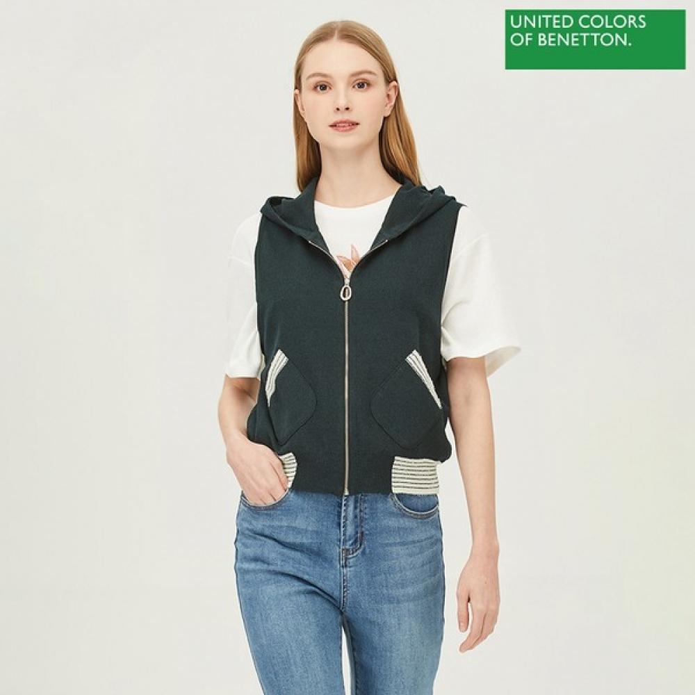 

Benetton Benetton полосатый вязаный жилет с капюшоном Bakv02241 Gn painted/OS