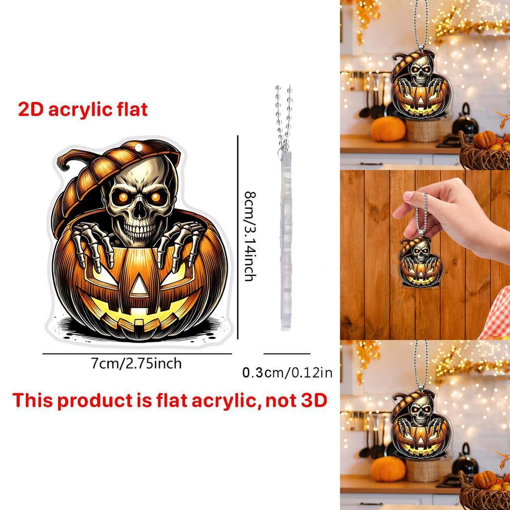 Halloween Skull Themed Pumpkin Pattern Acrylic Pendant For Holiday Decoration
