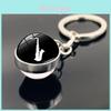 Modern Simple Design Drum Pattern Keychain Double-sided Glass Pendant For Music Lovers