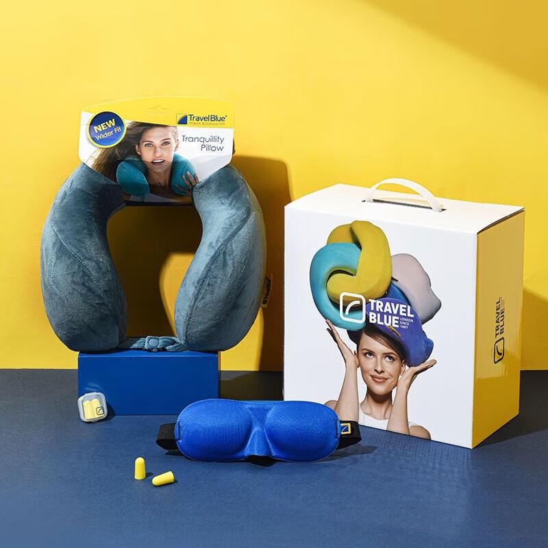 TRAVELBLUE Memory Foam U-Shaped Travel Pillow 3-Piece Set