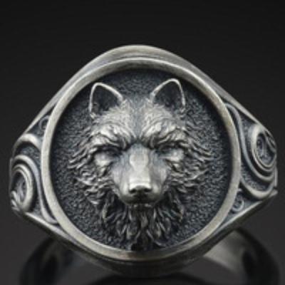 Mode Sieraden Europees en Amerikaans Temperament Dominerend Retro Wolf Totem Mannenring