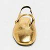 Sexy Gold Metallic Muster Slingback Ballerinas Damen Mode Runde Zehenpartie Schnalle Mary Jane Schuhe Luxus Flache Sandalen