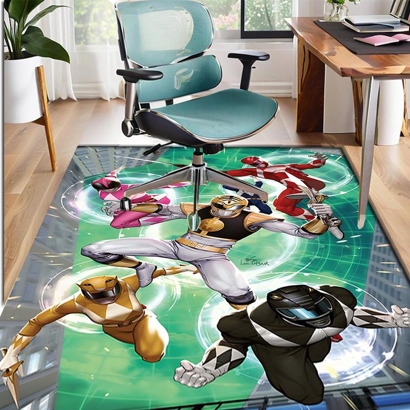 Mighty Morphin Power Rangers Pattern Rug, Indoor/Outdoor Mat, for Picnic, Gameroom, Bedroom, Office, Living Room, Home Decor Carpet, Birthday Gift