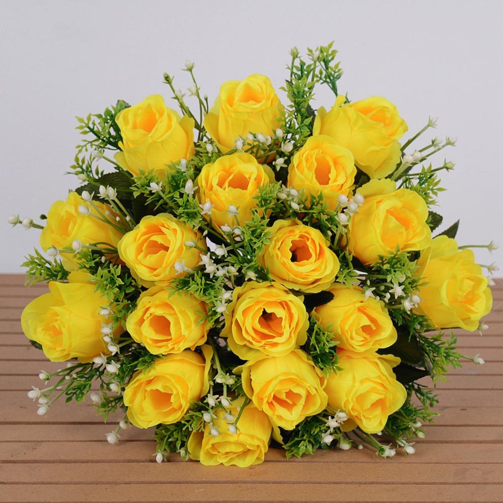 10 Culori Flori Fericite Reale Mini Trandafir Natural Simulat Nou Iarbă de Cristal Buchet Decorativ pentru Casă