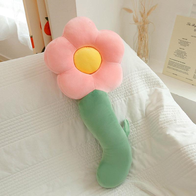 Long Flower Plush Body Pillow Large Cute Sunflower Cushion Sofa Decorative Stuffed Body Pillow Sleeping Back Cushion Decoration