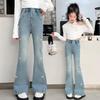 Girls' Fleece-Lined Flared Jeans: Spring/Autumn 2025 Trend for Middle and Big Kids