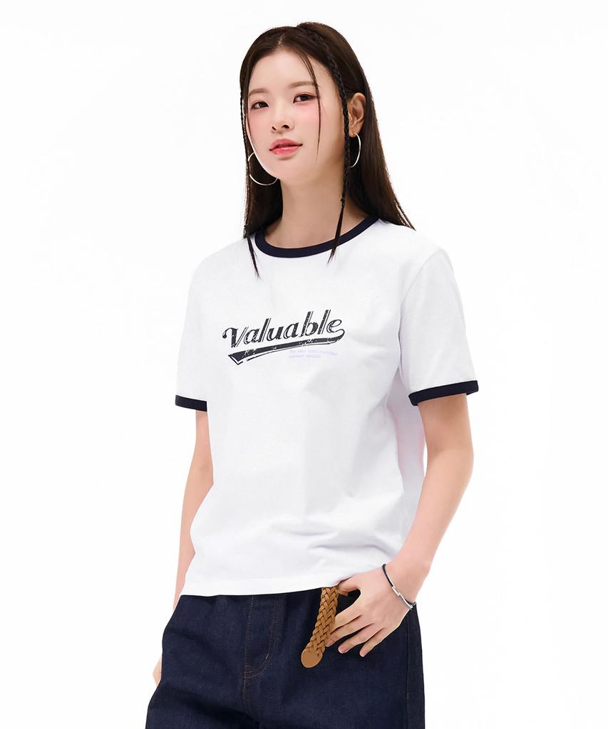 CHASECULT Women'S Graphic Ringer Short Sleeve T-Shirt - White