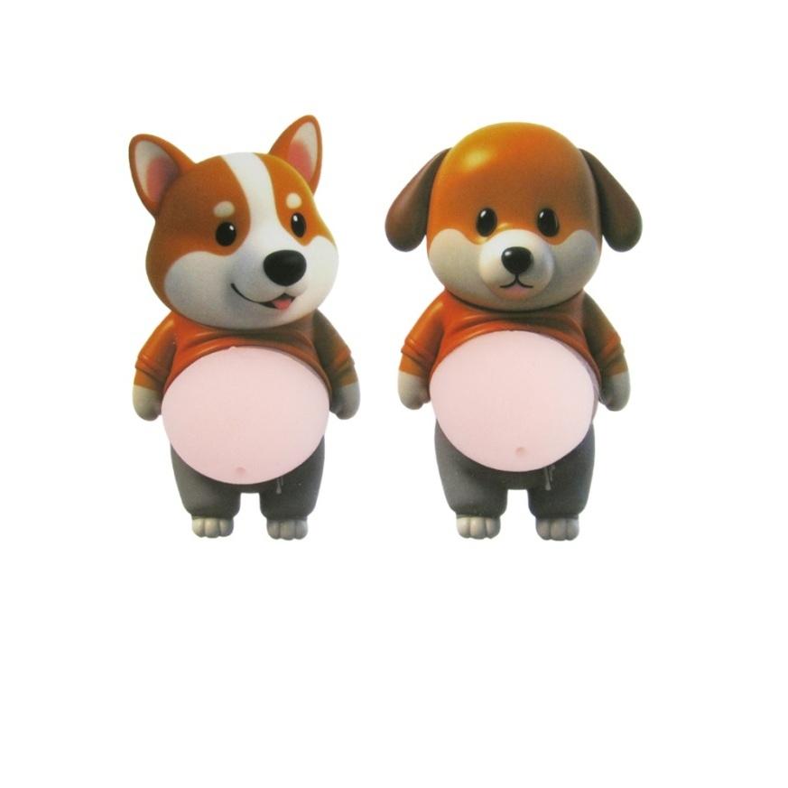 3D Shiba Inu Dog Belly Sticker - Cute puppy wearing orange outfit with soft pink Belly, silicone self-adhesive