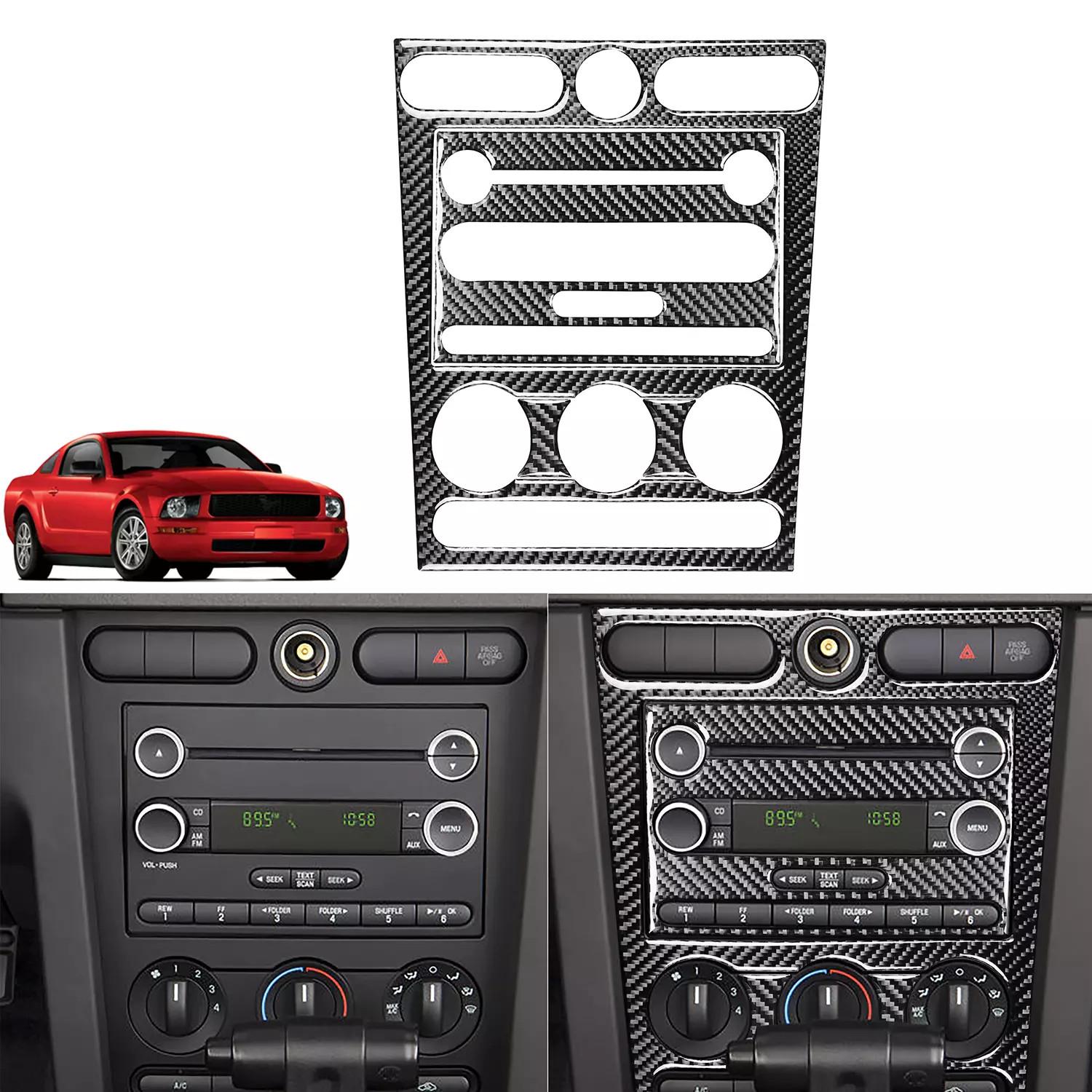 4x Carbon Fiber Center Control Panel Cover Trim Sticker For Ford Mustang 2005-09