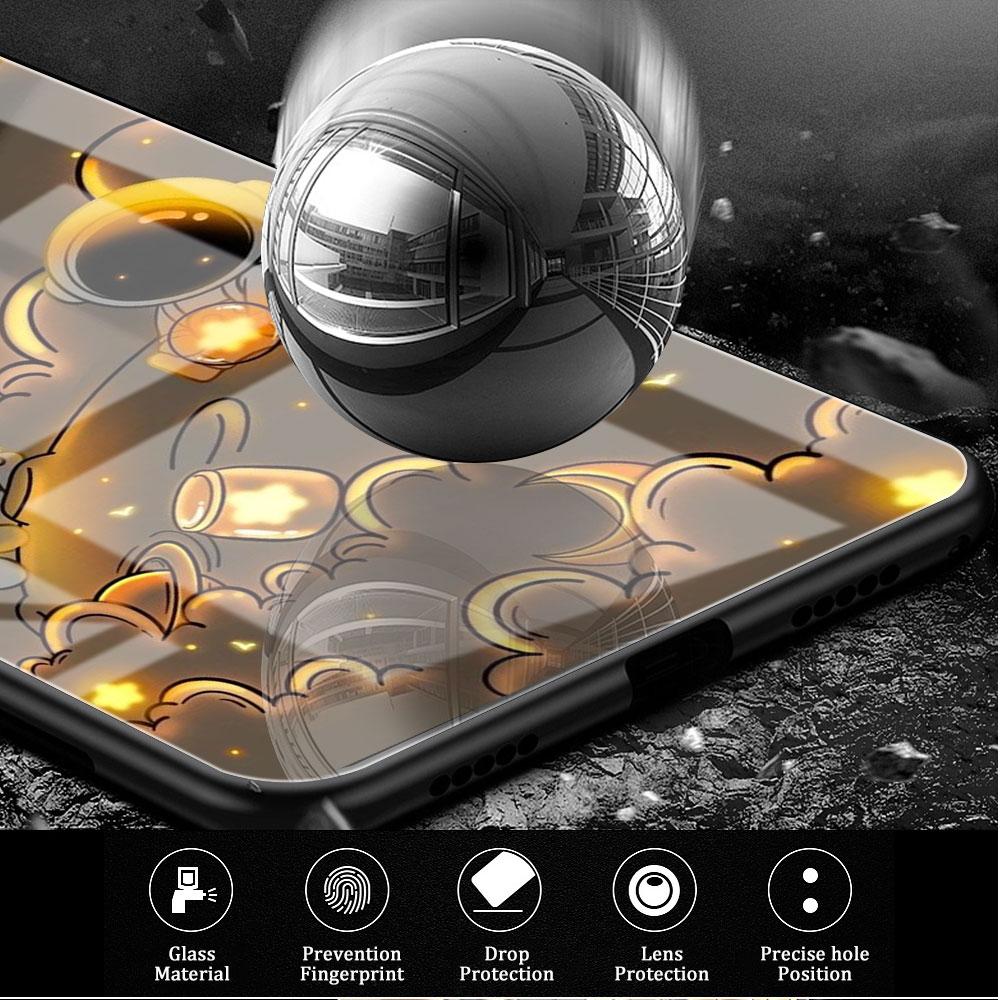 Glashülle für Samsung Galaxy S22 S20 FE S21 5G S10 S9 Plus Note 10 20 Lite gehärtete Telefonabdeckung Astronaut Cartoon