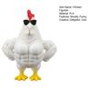 3D Printed Muscle Chicken Figurine Funny Cool Rooster Statue with Sunglasses Collectible Muscular Cock Desktop Ornament for Home Office Executive Desk
