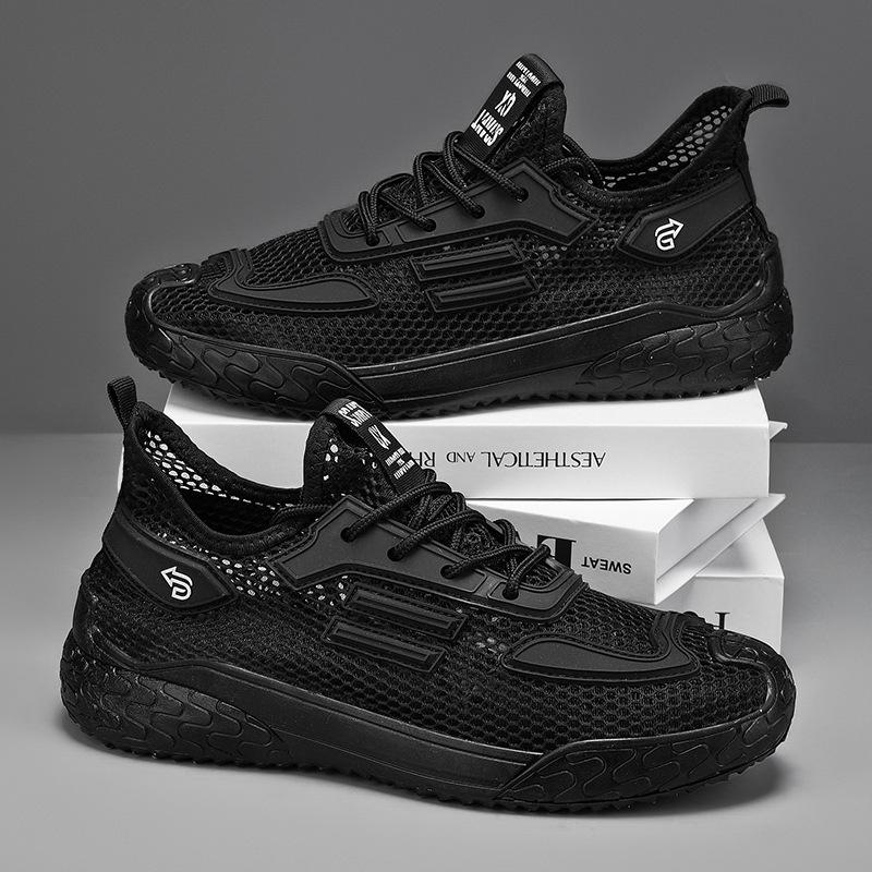 

Fashion 2025 new summer hollow mesh casual shoes, comfortable and breathable, suitable for daily wear and running sports men s shoes 44 чёрный