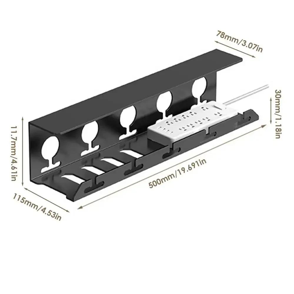 Asztal alatti kábelkezelés Fém kábeltálca asztal alatt, bilinccsel, elosztó kábeltartóval, fúrás nélkül Stabil, tágas kellékek