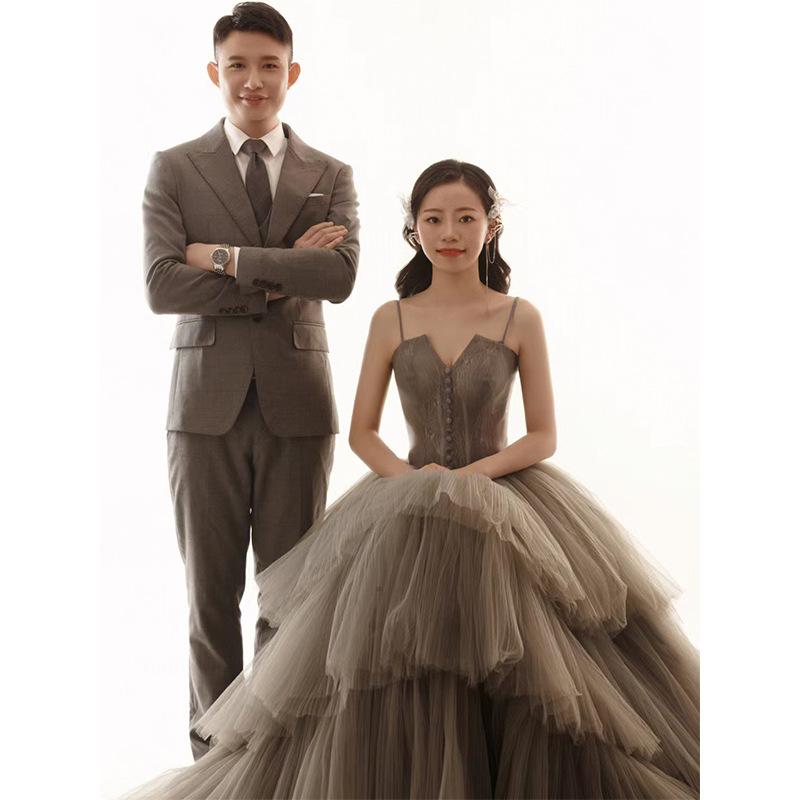 

Свадебная пара Вопрос Цвет одежды Платье Мори Серый Элегантное свадебное платье Длинное платье со шлейфом XXXL серый