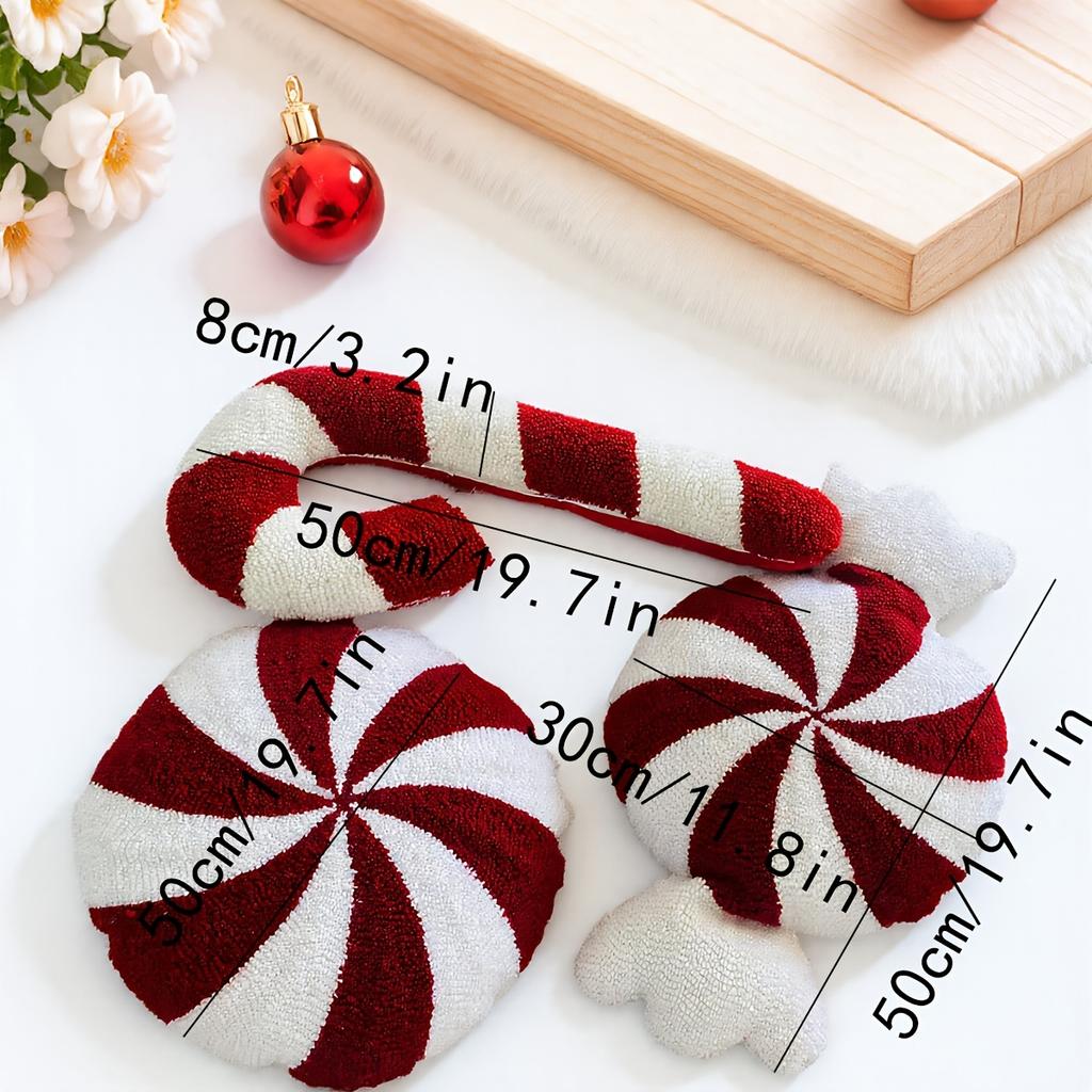 1pc Handmade Pillowcase,Embroidered Pillowcase, Christmas Limited Edition Shaped Candy,Cane,Windmill Cushion Cover