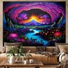 Trippy Volcano Cave Tapestry Fluorescent Gradient Fantasy Landscape Wall Hanging for Gaming Room, Bedroom & Dorm Decor