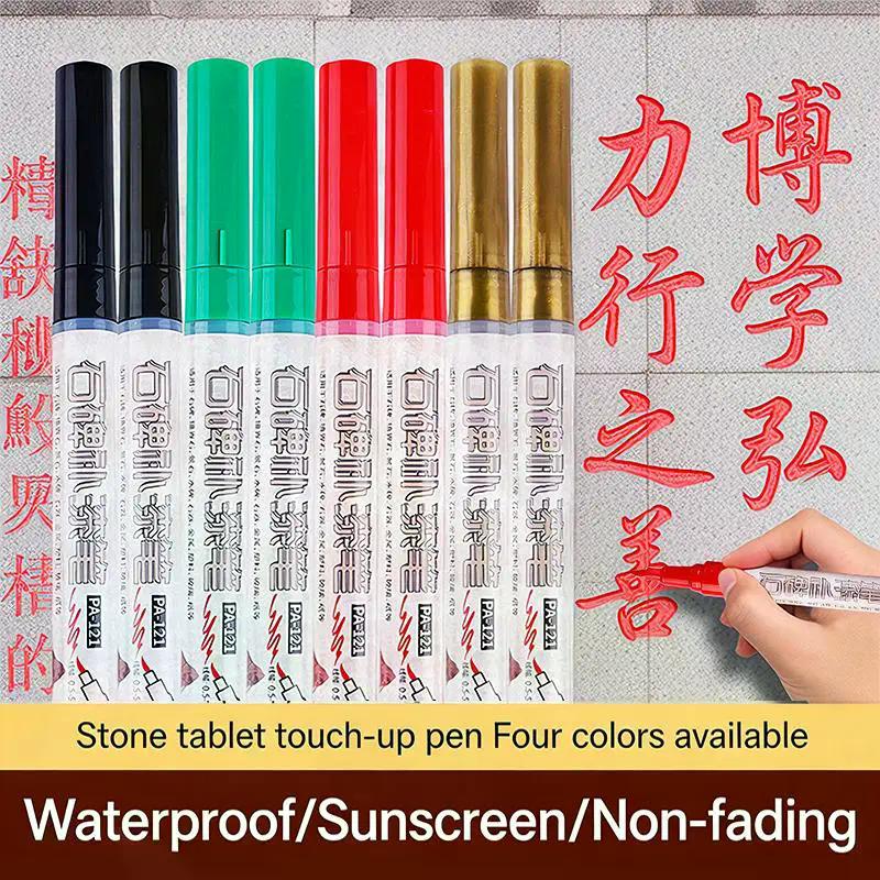 3Pcs Weatherproof Paint Marker Graffiti Pens Golden Tombstone Marker Pen Restores Faded Inscriptions On Gravestones And Granite