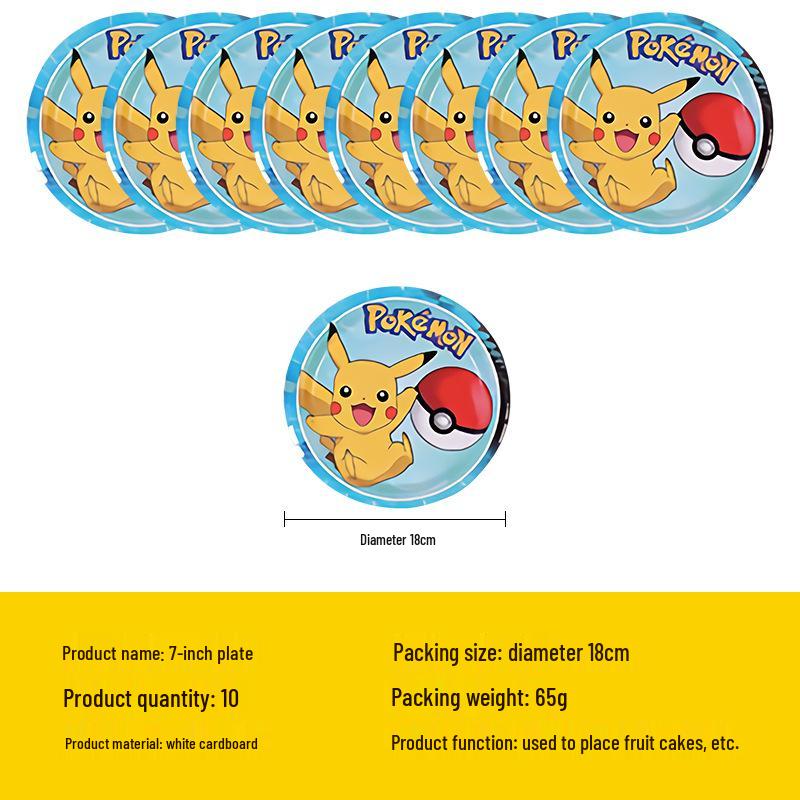 Pikachu Partyzubehör: Pappteller, Servietten, Becher, Tischdecke, Banner & Dekorationen