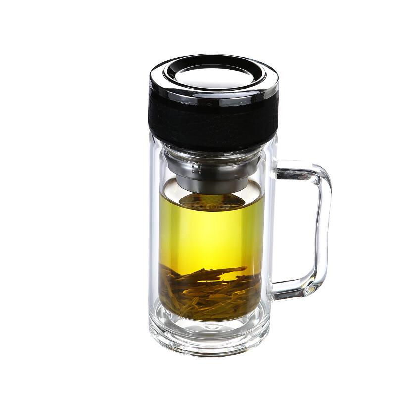 Double-Layer Borosilicate Glass Tea Infuser Mug
