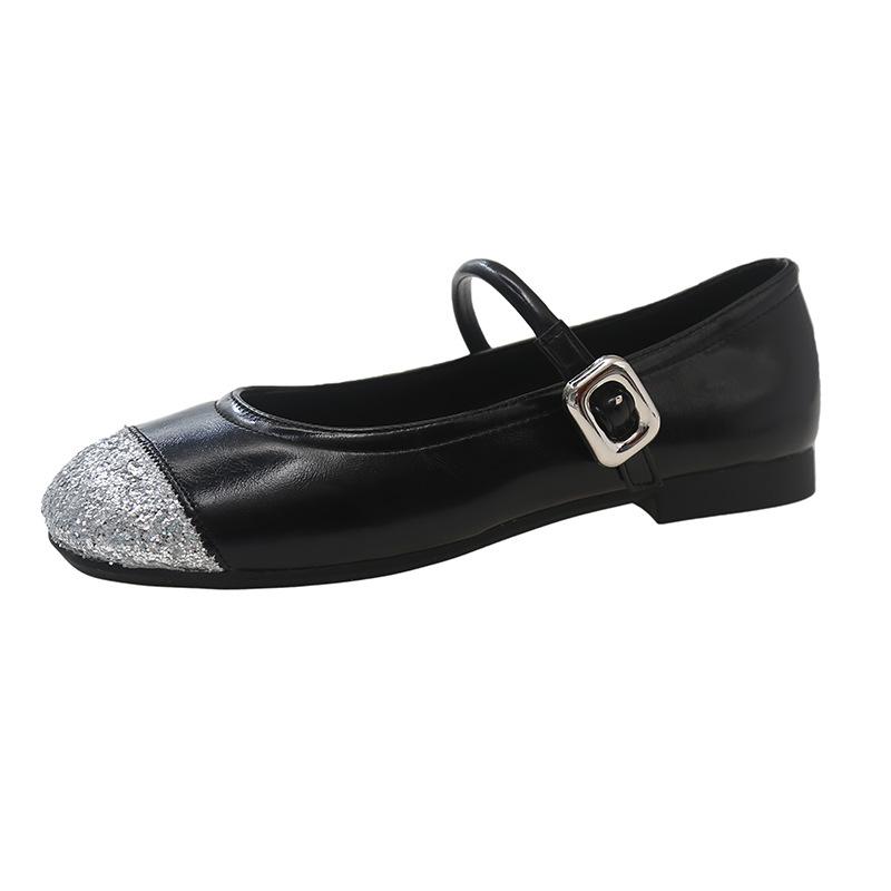 Fashion temperament silver with skirt one-pedal flat-soled single shoes women's 2025 new autumn French Mary Jane shoes