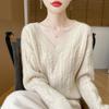 Maglione da donna in cashmere cashmere Qinghe 30% cashmere 70% lana pullover autunnale e invernale caldo e alla moda