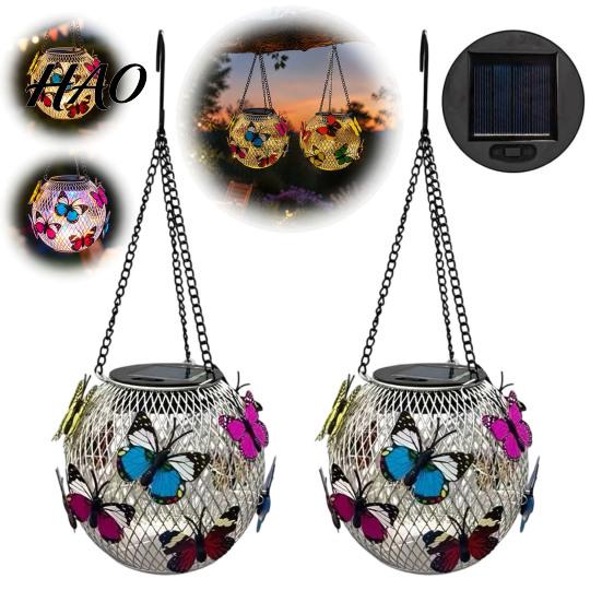 Housewarming Gifts for Home Solar Butterfly Hanging Lantern, Iron Wire 3D Garden Light with Patio Lighting Warm Glow, Waterproof Outdoor Yard
