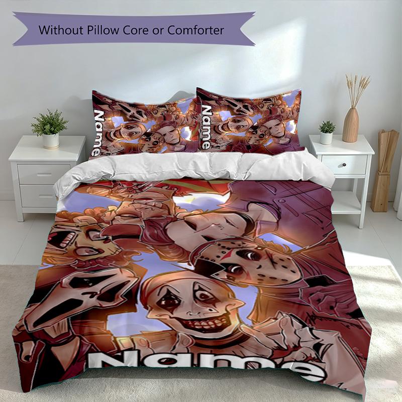 3pcs Custom Name Horror movies Set,Includes 1 Duvet Cover and 2 Pillowcases,All-season Bedroom Decor