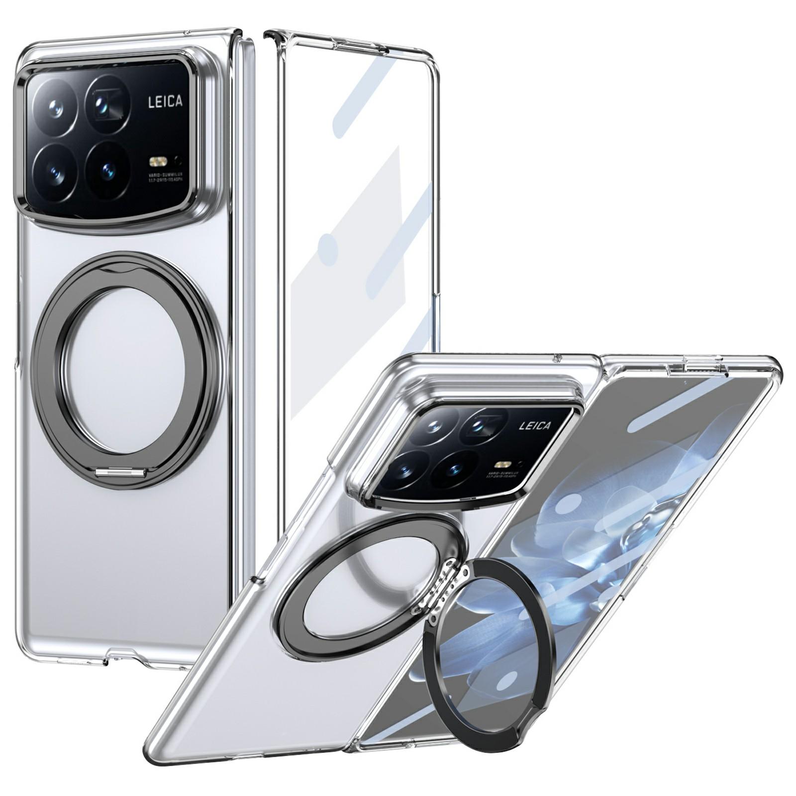 

For Xiaomi Mix Fold 4 5G Case Magnetic Kickstand Clear PC Phone Cover with HD Screen Film Black