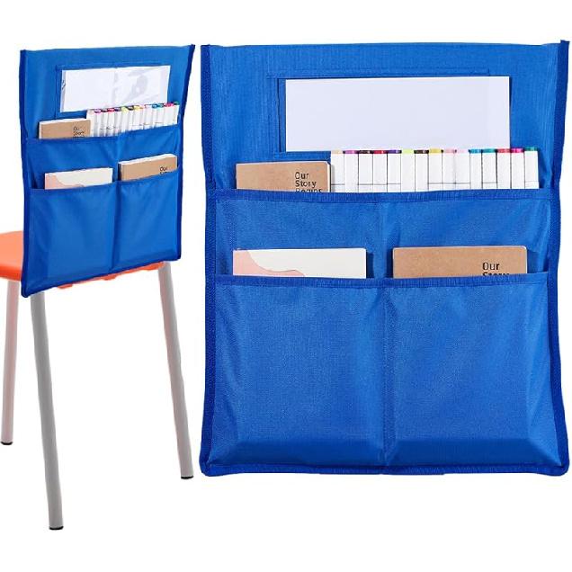 CRASPIRE Chair Buddy Storage Pocket 19x16.5inch Chair Back Organizer Chart Purple with Name Tag Label Slot Students Seat Chairback Multiple Pockets