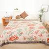 Floral Throw Blanket, For Sofa Bed, Bedspread, Slipcover, Multifunction, 4-Layer Gauze Cotton, High Quality, 200*230Cm