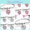 Delicato Bracciale Familiare a Forma di Cuore con Accattivanti Dettagli in Strass per Donna