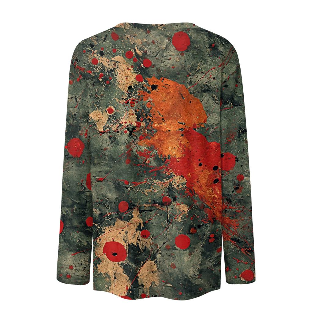 Women Long Sleeve Casual Pullover Sweatshirt Halloween Printed Crew Neck Top Lightweight Comfortable Fit for Everyday Wear