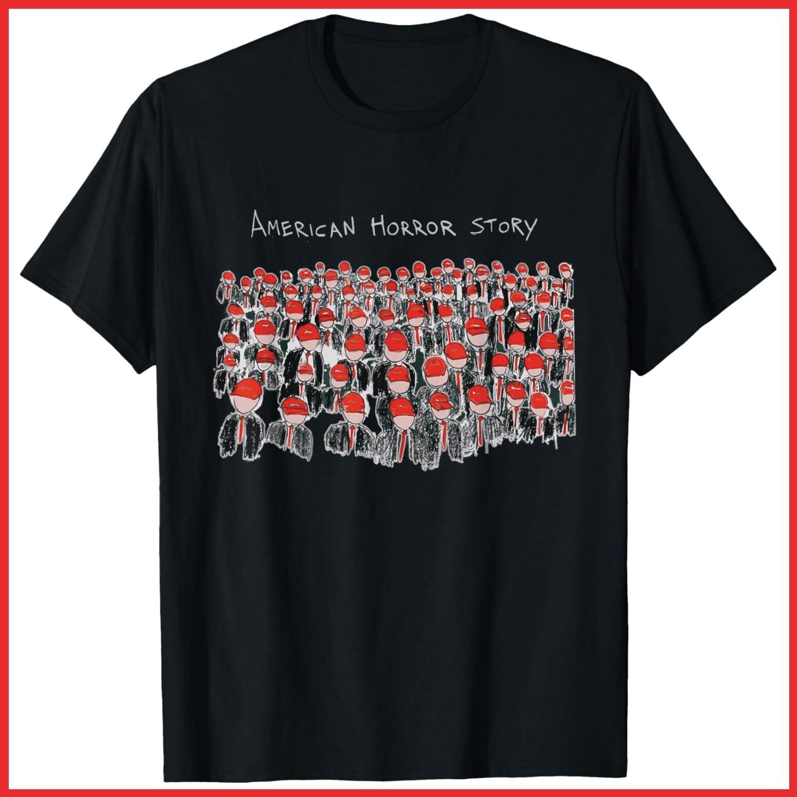 Trump President USA Flag Halloween Horror Story Black Cotton T-Shirt S-5XL L