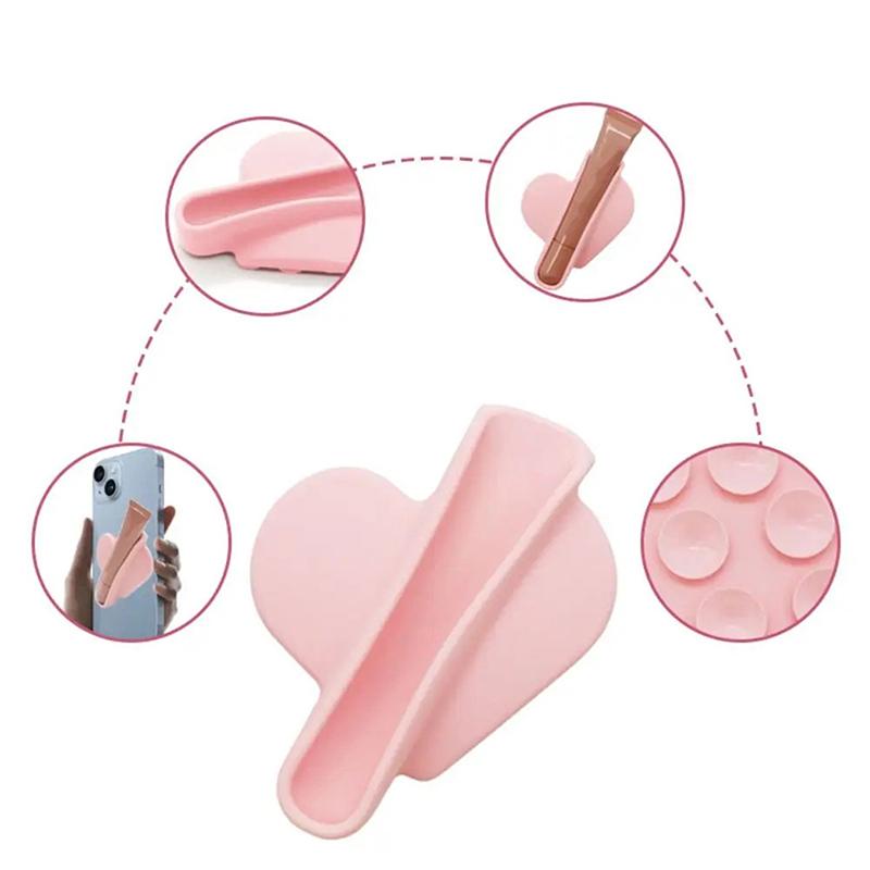 Silicone Phone Lipstick Holder Heart Shaped Mobile Phone Case Lip Glaze Back Stick Holder Accessories Stick Protective Case