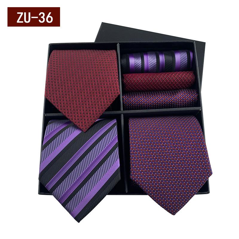 Men'S Gift Box Tie, Fashionable Business Striped Tie Square Scarf Combination Set, Luxury Gift Box.