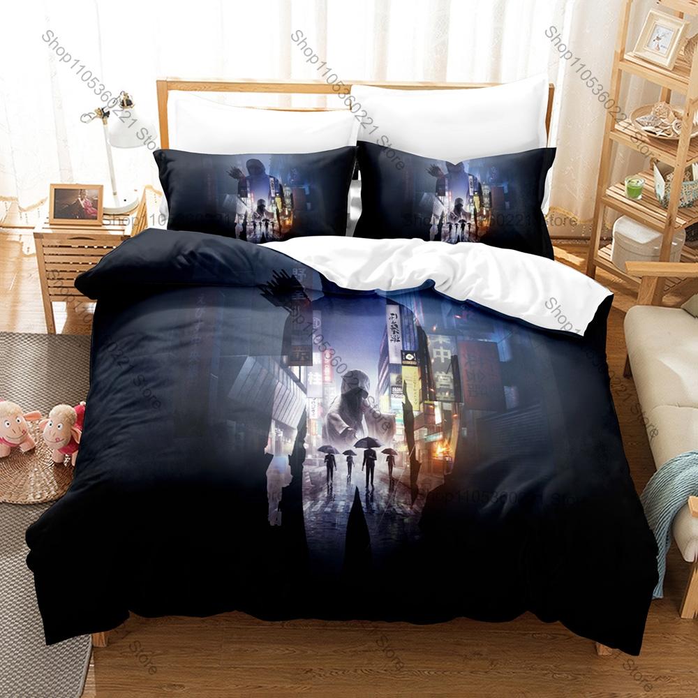 Cool Icon Akito Warrior Graphic Ghostwire Tokyo Gaming Bedroom Decor Bedding Duvet Cover + 2 Pillowcases Horror Game Fan Room De