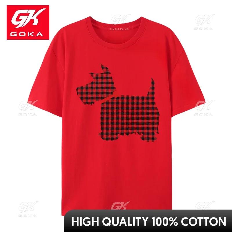 Scottie Dog Shirt Red Christmas Buffalo Plaid Dog Lover Tshirt Cotton Tshirt Oversized Vintage Cotton Adult Tshirts S