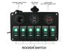 DC 12 V/24 V Car Marine Boat 6-Gang Waterproof Circuit Blue LED Rocker Switch Panel Breaker USB Charger Switches  Relays