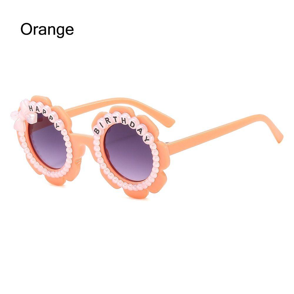 

Дитячі сонцезахисні окуляри з квітами, прикрашені перлами, Окуляри для дівчаток на день народження, старовинні дитячі окуляри помаранчевий