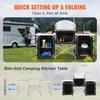 Camping Kitchen Table, Folding Outdoor Cooking Table with Storage Carrying Bag, Aluminum Cook Station 3 Cupboard & Detachable Windscreen, Quick Set-up