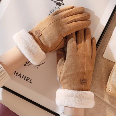 Autumn Winter Cute Furry Warm Mittens Touchscreen Full Finger Mittens Women Outdoor Sport Female Gloves